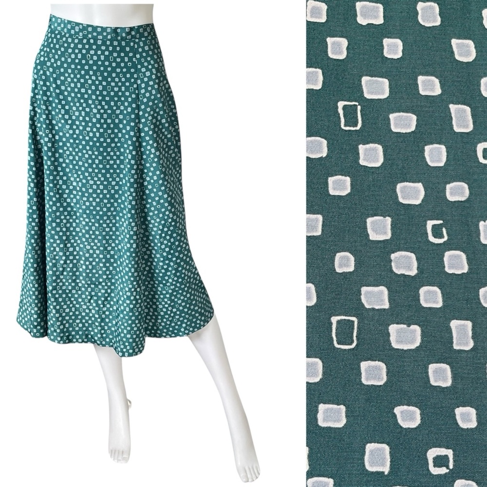 Vintage 90s Leslie Fay Colorful Knee Length Skirt Teal Blue Size 18W Petite
